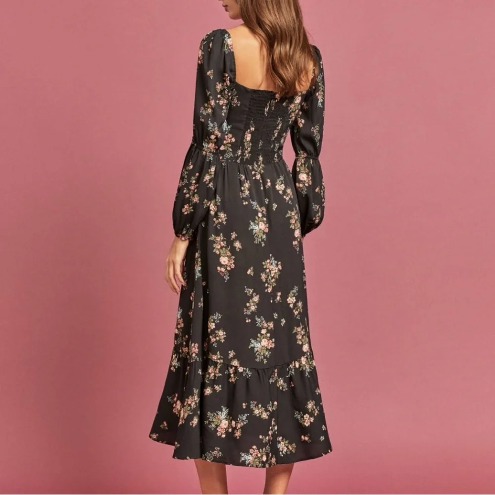 Reformation Mica Floral Square-Neck Midi Dress - Picture 4 of 9